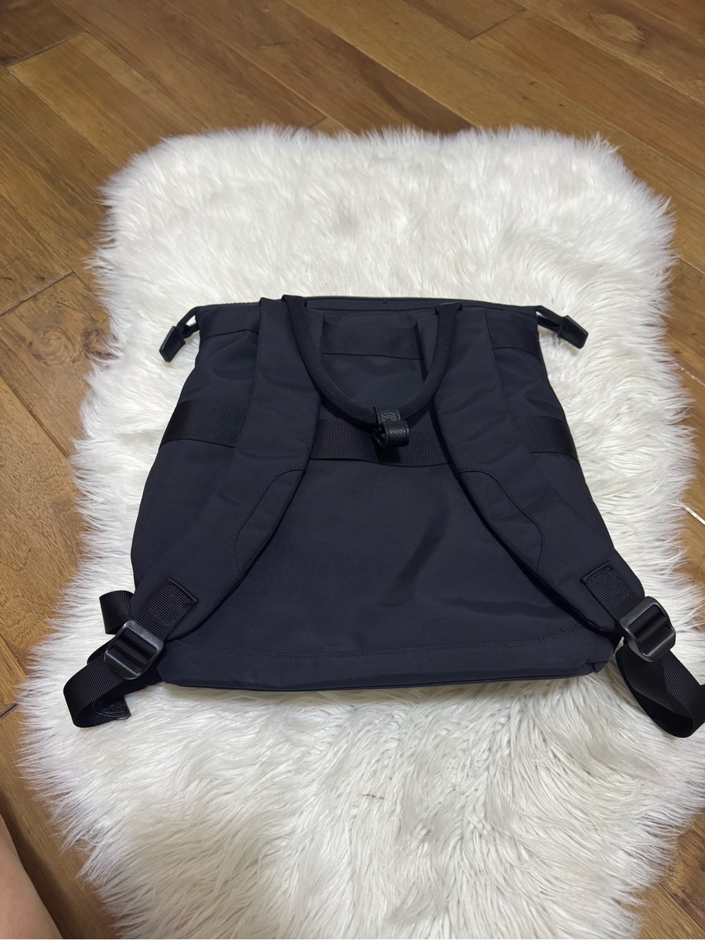 Sleek Black Nylon Tote Backpack - Picture 7 of 8